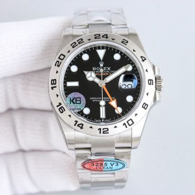 Rolex Explorer II 3285 Movement 42mm 904L Steel Dual Time Black Face SS Oyster Band Watch